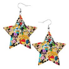 Pendientes de piel sintética con diseño de Mickey Mouse de dibujos animados, pendientes colgantes ligeros para mujer.