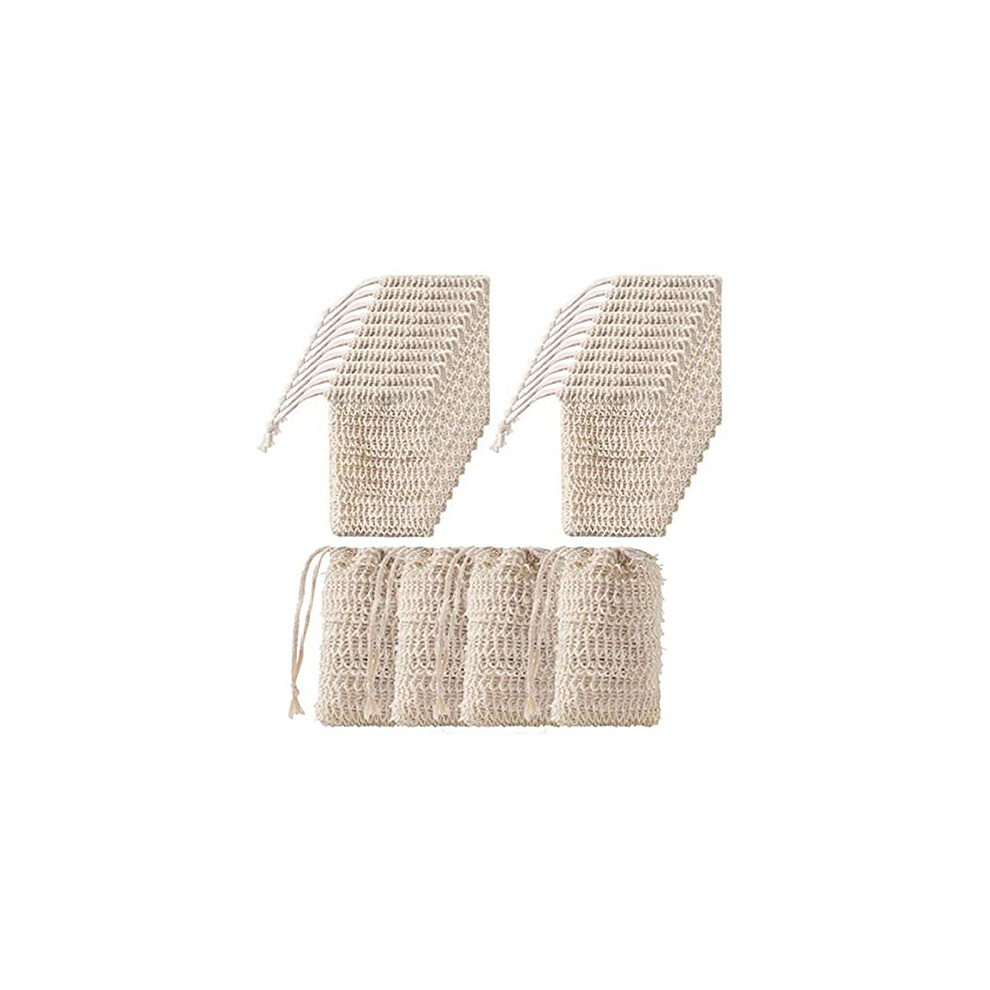 50 Pack Natural Sisal Soap Saver Bags for Gentle Skin Exfoliation and Soap Waste Reduction
