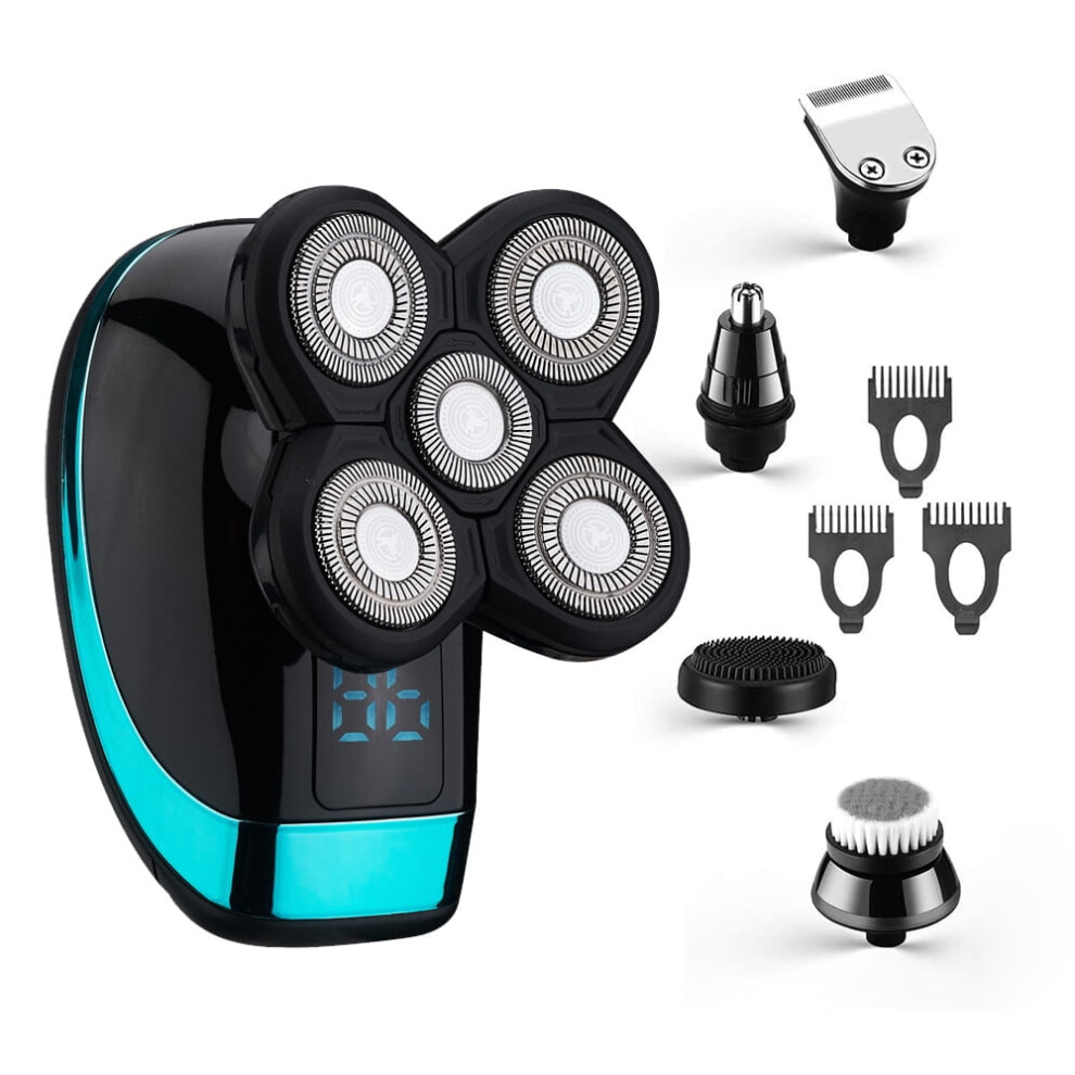 Head Shavers for Men, Bald Head Clipper Rechargeable Face Beard Shaver 5 Floating Heads Electric Shaving Tool Multifunction Body Washable for Men