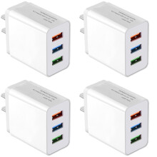 Fali töltődugó, 4 db-os csomag, 3,1A, 3-Muti portos USB adapter, tápcsatlakozós töltőállomás doboz alapcsere, kompatibilis az iPhone 11Pr