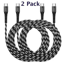 Pacote com 2 cabos AGOZ USB-C para USB-C de 1,8 m (6 pés) com carregamento rápido, compatíveis com controles do Sony Playstation 5 (PS5).