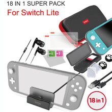 FOR18in1pack Zubehörset mit Tragetasche, Daumenkappenhülle, Displayschutzfolie, Headset-Kartenhülle für Spiele
