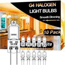 Ampoules halogènes HeeHom 10W 12V G4, culot 2 broches - Lot de 10, blanc chaud 2800K, dimmables, longue durée de vie, pour spots encastrés sous