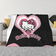 Couverture Hello Kitty en flanelle polaire, jeté de lit ultra doux, confortable et chaud pour canapé, salon et chambre - 203 x 152 cm