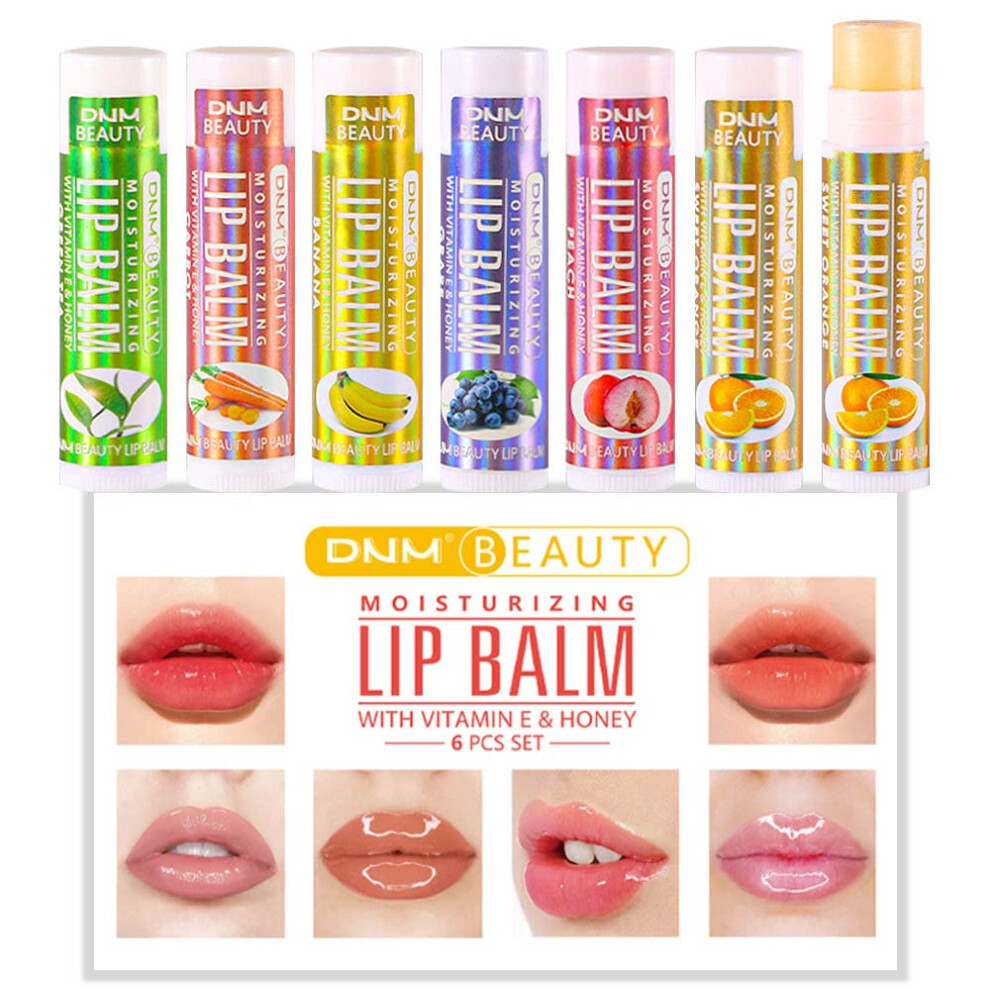 Green Lip Balm Set With Vitamin E And Beeswax, Moisturizing Six Flavor Variety For Dry Or Chapped Lips