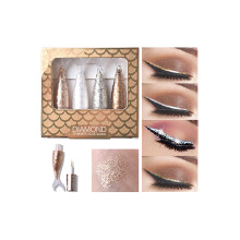 Glitter Eyeliner Set Waterproof Long Lasting Metallic Diamond Shimmer 4 Colors Mermaid Tail Grip