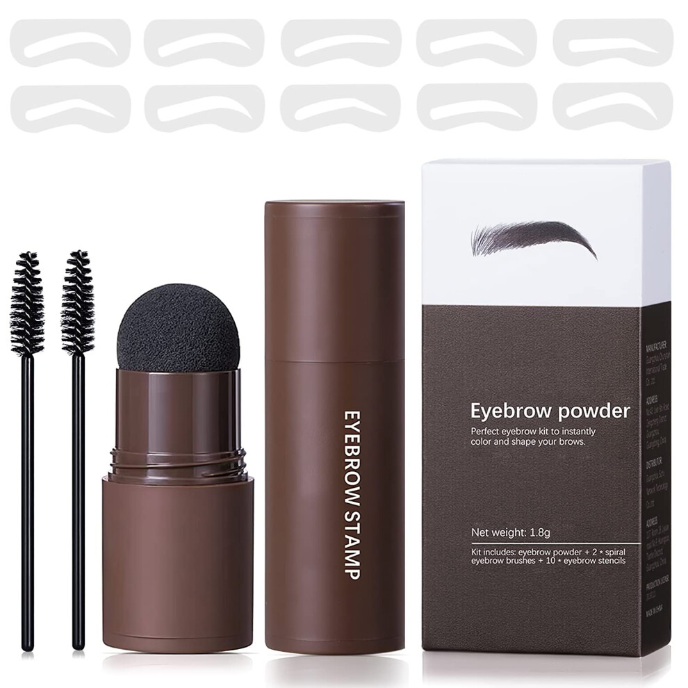 Dark/Brown Eyebrow Stamp Kit With Waterproof Longlasting Wear And Reusable Shaping Stencils