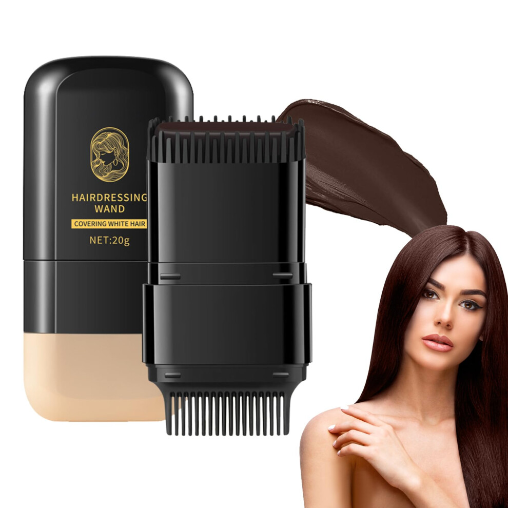 Black,Brown Hair Dye Stick For Gray Hair Coverage, Waterproof Root Touch Up With Comb Applicator, Black Brown 20G