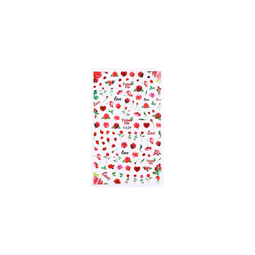 3D Nail Stickers Romantic Leopard Rose SelfAdhesive Multicolor Nail Art Decals F629