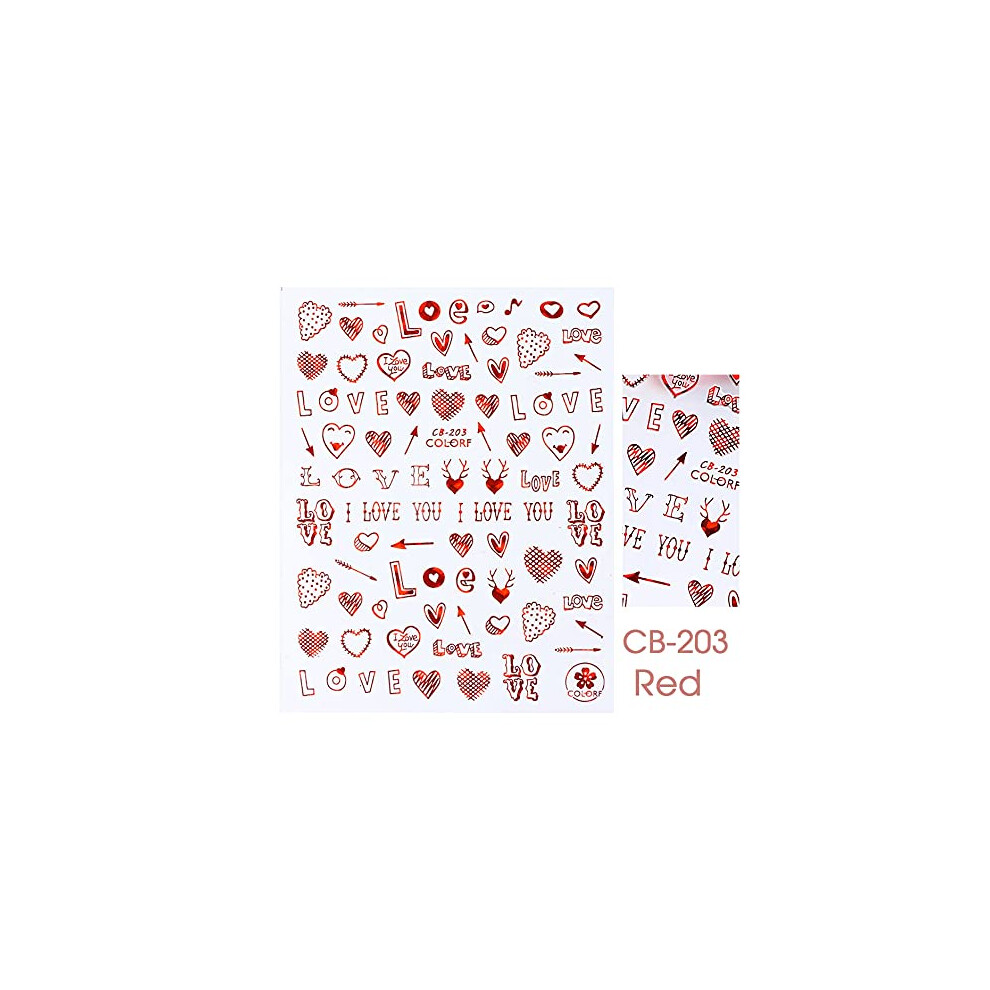 3D Nail Art Stickers with Romantic Love Design Decals, Red Rose Leopard Foil Sheet CB203