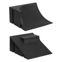 2Pcs Kids Fingerboard Plastic Skatepark Ramp Set Black Mini Obstacle