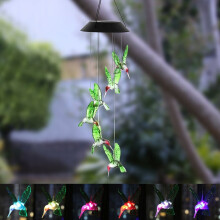 Carillon éolien solaire LED à changement de couleur Gnobogi, motif colibri, pour l'éclairage de jardin, cour et extérieur (en liquidation)