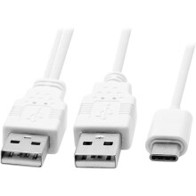 Cable en Y Xiwai USB3.1 Tipo C USB-C a doble A macho con alimentación adicional y datos para teléfonos móviles y discos duros.