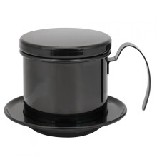 Cafetière à filtre vietnamienne en acier inoxydable, pour la maison, la cuisine, le bureau, le restaurant ou le café (noire)