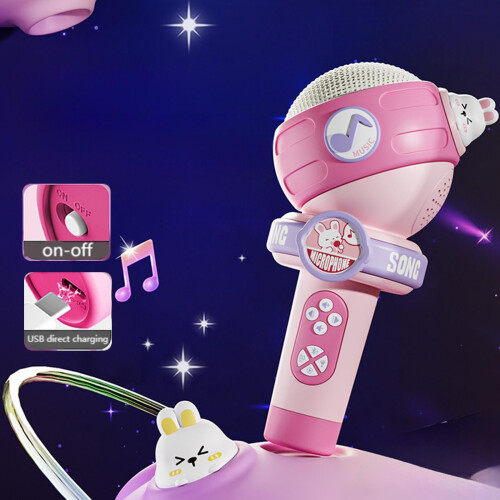 Microfone de karaokê de brinquedo para crianças com Bluetooth, modificador de voz e canções infantis integradas - Compatível com dispositivos