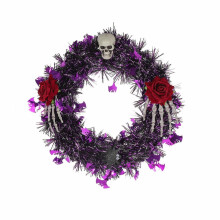 Offre spéciale ! Couronne saisonnière Poaug en liquidation, couronne d'Halloween pour porte d'entrée avec lumières, compatible avec la