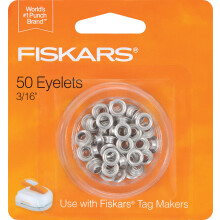Ilhós Fiskars Tag Maker, pacote com 50 unidades, cor prata, 0,88 polegadas.