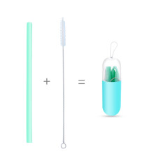 GDHOME Drinking Silicone Straws Reusable Folding Portable Outdoor With Cleaning Brush