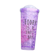 Begine1Pc650ml Vaso con pajita de doble capa engrosada con tapa deslizante, vaso portátil para gel refrigerante para el verano - Oferta especial