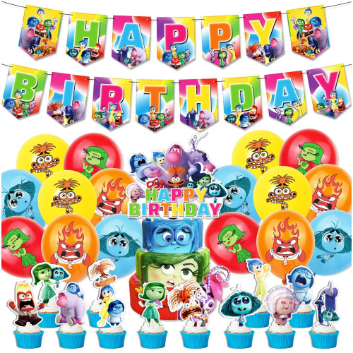 Inside Out2Party Dekorationsset mit Banner, Flaggen, Luftballons