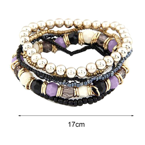 Braccialetti elastici multistrato con perline AYYUFE, confezione da 28 pezzi 2