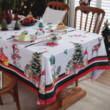 Kersttafelkleed - Wasbaar geweven tafelkleed voor de feestdagen, geschikt voor keuken, eetkamer en tuin | Past bij de decoratie van de salontafel