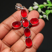 Ciondolo da fidanzamento alla moda con rubellite rosa di forma ovale, 3,20"