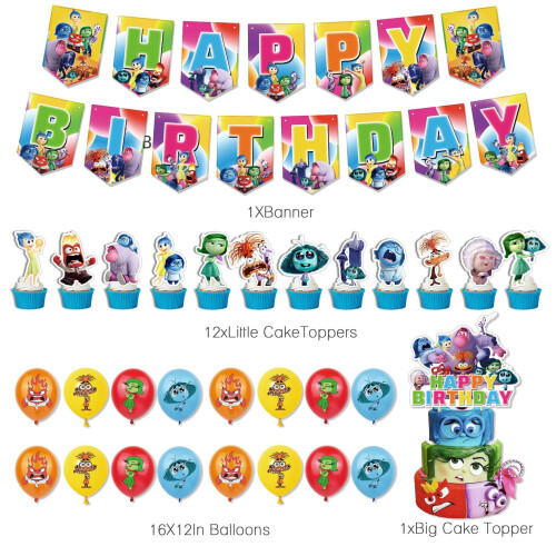 Inside Out2Party Dekorationsset mit Banner, Flaggen, Luftballons 2