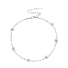 Collana da donna con fiori colorati e perline, gioielli galvanizzati, catena per clavicola, regalo di compleanno