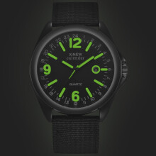 Orologio da polso militare da uomo al quarzo con quadrante nero e datario, orologio sportivo di lusso, in offerta per le vacanze.