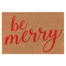 Fußmatte aus natürlicher Kokosfaser, Weihnachtsmotiv, Rot (76 x 46 cm)