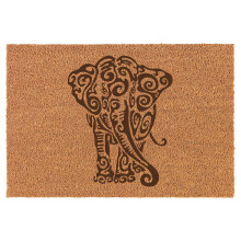 Zerbino rettangolare antiscivolo in fibra di cocco naturale, con motivo elefante tribale, colore marrone (40,6 cm x 60,1 cm).