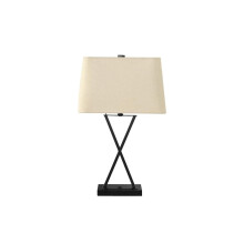 Illuminazione - Lampada da tavolo alta 25" - Porta USB - Metallo nero - Paralume beige - Stile di transizione