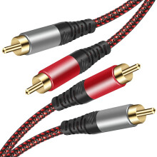 Cavo RCA da 1,8 m, da 2 RCA maschio a 2 RCA maschio per subwoofer stereo [suono Hi-Fi] Cavo audio ausiliario intrecciato in nylon