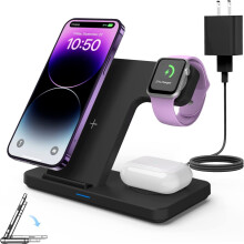 Σταθμός φόρτισης JoyGeek3 σε 1 συμβατός με συσκευές Apple, βάση ασύρματου φορτιστή για