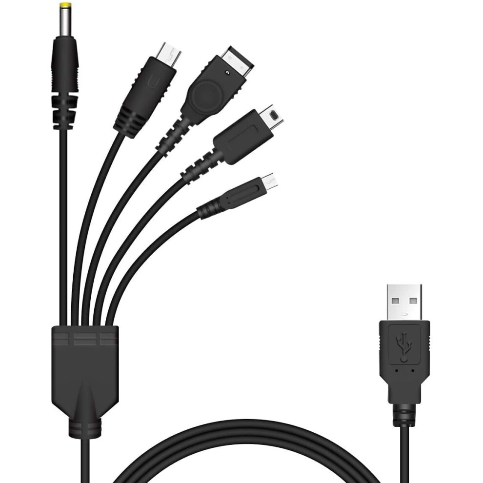 5 In 1 Usb Charger Cable Cord For Compatible With Nintendo Nds Lite/Wii U/New 3Ds(Xl/Ll),3Ds(Xl/Ll),2Ds,Dsi(Xl/Ll),Nds/Gba Sp(Gameboy 9048212832379