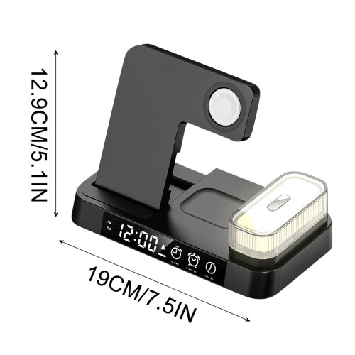 Ασύρματος φορτιστής, Ξυπνητήρι RGB, Σταθμός ασύρματης φόρτισης νύχτας, 3 σε 1, 2