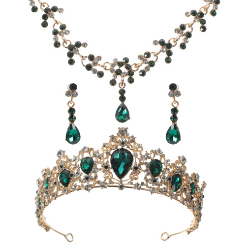 Σετ κοσμημάτων Ease Bride Rhinestone για γάμο, πράσινα δώρα για παράνυμφους 1