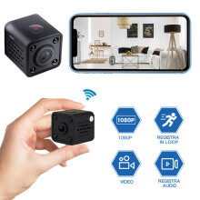SUSUchens HDQ9IP-kamera HD-kompatibelt hjemmeovervågningskamera infrarødt nattesyn 1080P WiFi mini-hjemmesikkerhedskamera til indendørs brug sort