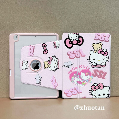 Συμβατό με προστατευτική θήκη iPad 2021, Hello Kitty pro 9/10 γενιάς, τριπλή ετικέτα με εμφανή