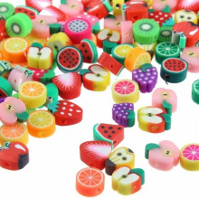 Galaxy 200 stuks gemengde fruitsparels, smileygezichtjes, gekleurde 10 mm polymeerkleiparels