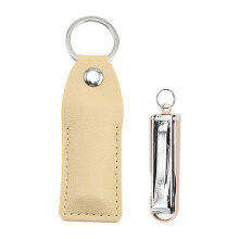 Cortauñas portátil ZTTD1Pcs de acero inoxidable plegable con estuche de cuero, herramientas de uñas de diseño ultradelgado para viajes.