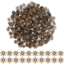 1000 píosa Caipíní Deiridh Coirníní Bláthanna, Cré-umha Seanré, Poll 1mm, Coirníní Spásaire Ilpheatail, Caipíní Iarainn Filigree Log le