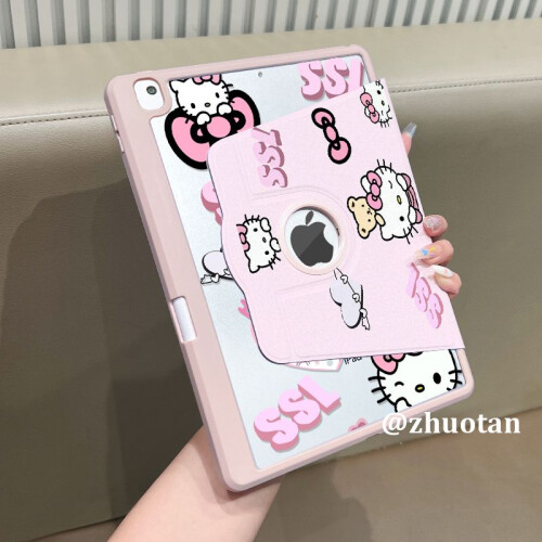 Συμβατό με προστατευτική θήκη iPad 2021, Hello Kitty pro 9/10 γενιάς, τριπλή ετικέτα με εμφανή 1