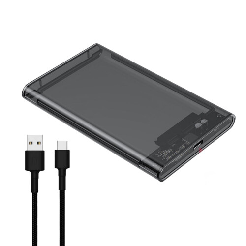jixopn Φορητή θήκη SSD 2.5", διαφανές περίβλημα σκληρού δίσκου, USB3.0/Type-C, συμβατό με SATA