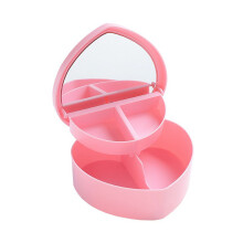 Caixas de joias em formato de coração, organizadoras de plástico rosa, caixas em formato de coração para gavetas de artigos de papelaria e