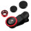 Φακός τηλεφώνου Eease για smartphone με fish-eye 0,67x3in1, κιτ μακροφακού, κόκκινο 1