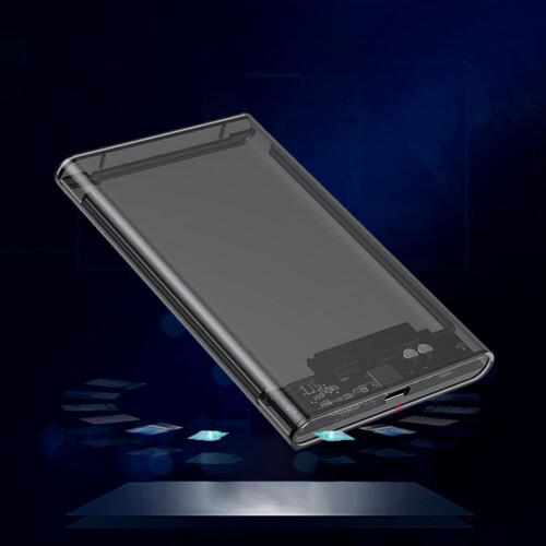 jixopn Φορητή θήκη SSD 2.5", διαφανές περίβλημα σκληρού δίσκου, USB3.0/Type-C, συμβατό με SATA 2