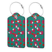 Hello Kitty Stainless Steel Ring Leather Luggage Tag with Privacy Protection, Waterproof ID Card Holder, Compatible with Travel Accessories, 2.9" *