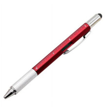 Lápiz óptico SNGMN6 en 1 con clip - Herramienta multiusos de aluminio para escribir, pantallas táctiles y más - Rojo, regalo perfecto para hombres